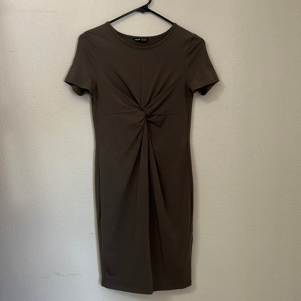 Shein Olive Twist Front Mini Dress